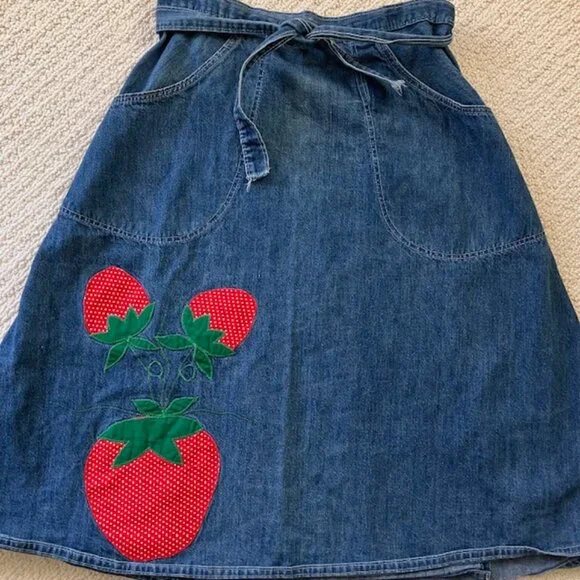 Vintage Ely Glad Rags denim wrap skirt SZ 8 1970's, boho cottagecore retro - Picture 2 of 5